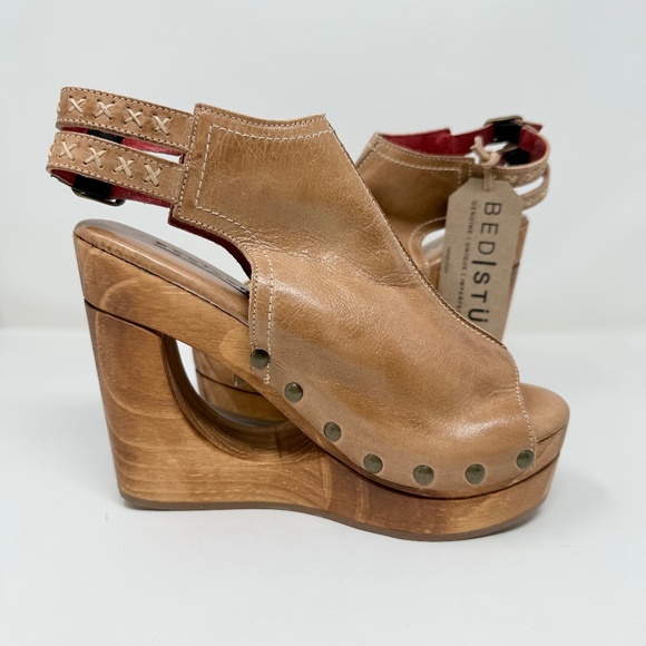 New Bed Stu Imelda Wedges Tan Rustic Sz 8.5 - Picture 10 of 13